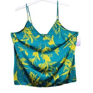 Womens Stars Above Green Gold Floral Print Cami Pajama Top Polyester Stretch XL